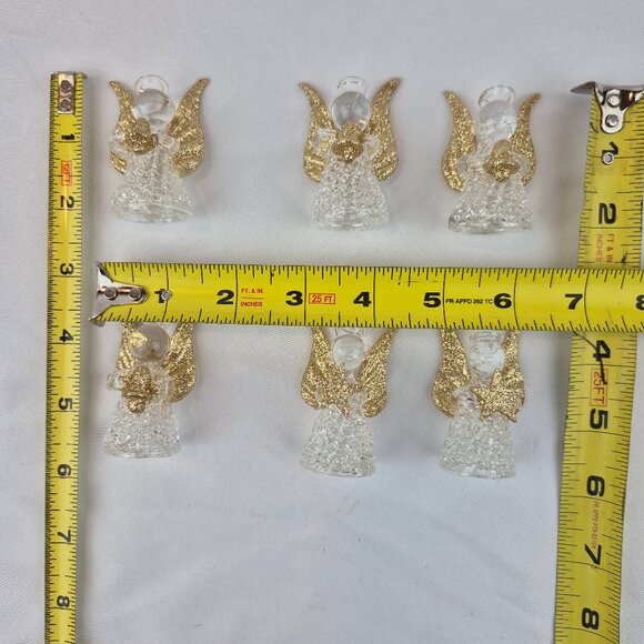 Giftco Clear Glass Angel Ornaments with Golden Glittery Wings Lot of 6 - Picture 16 of 16